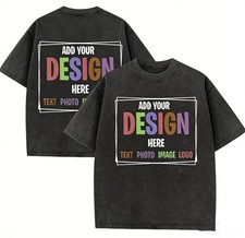 Personalized Customized Washed Cotton T-Shirt Add Your Design Unique Gift Idea
