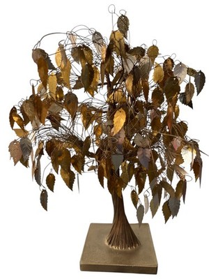 Vintage MCM Mid Century Gold ''Wish Tree '' Sculpture 10'' Twisted Wire