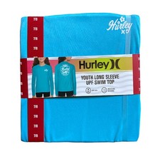 Hurley Youth Girl's Long Sleeve UPF 50 Moisture Wicking Swim Top Blue, 14/16