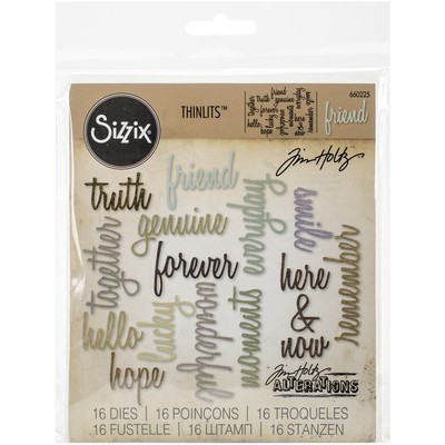 Sizzix Thinlits Stanzformen von Tim Holtz 16/Pkg - Freundschaftsskript Wörter 660225