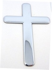 Jesus Cross Chrome Finish Decal Emblem 3D Sticker car Bike auto 2"x3"