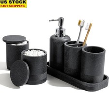 6 Piece Bathroom Accessory Set Soap Dispenser Toothbrush Holder Vanity Tray Jars