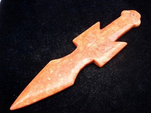 Old Nephrite Jade Stone Carved Sculpture Ancient Arrow Sword Engraved #01032506