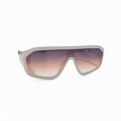 Y2K Shield Sunglasses   Frosted White Frame Pink Gradient Lens