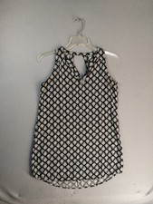 Old Navy Womens Mini Dress Medium Black V Neck Sleeveless Leaves Rayon Pullover