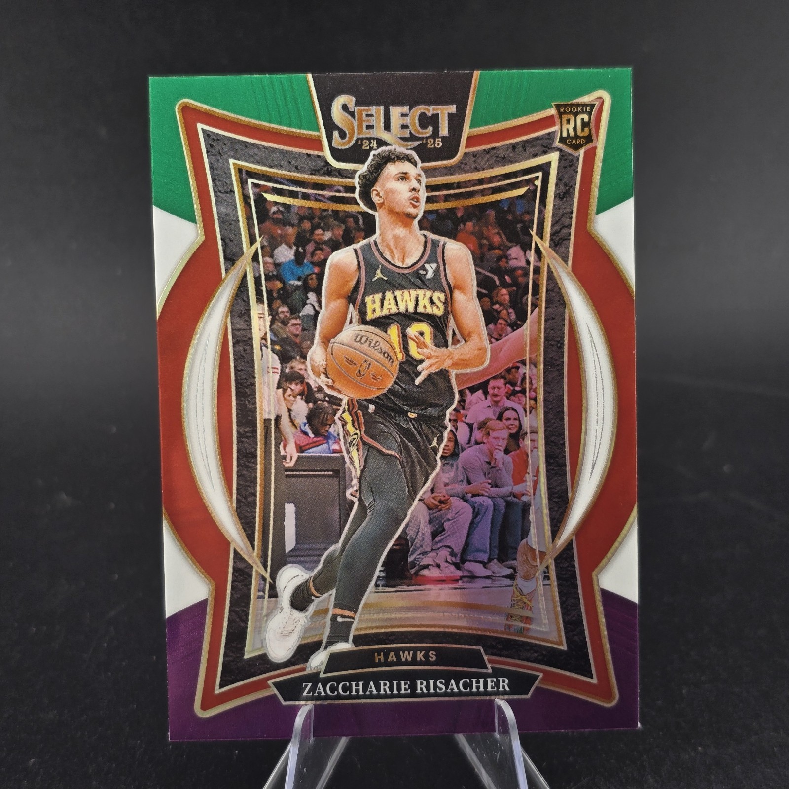 2024-25 Panini Select Concourse Zaccharie Risacher #86 Green White Purple RC