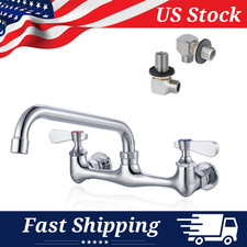 Commercial Kitchen Faucet 8 Inch Center Wall-Mounted 8 Inch Swivel Spout