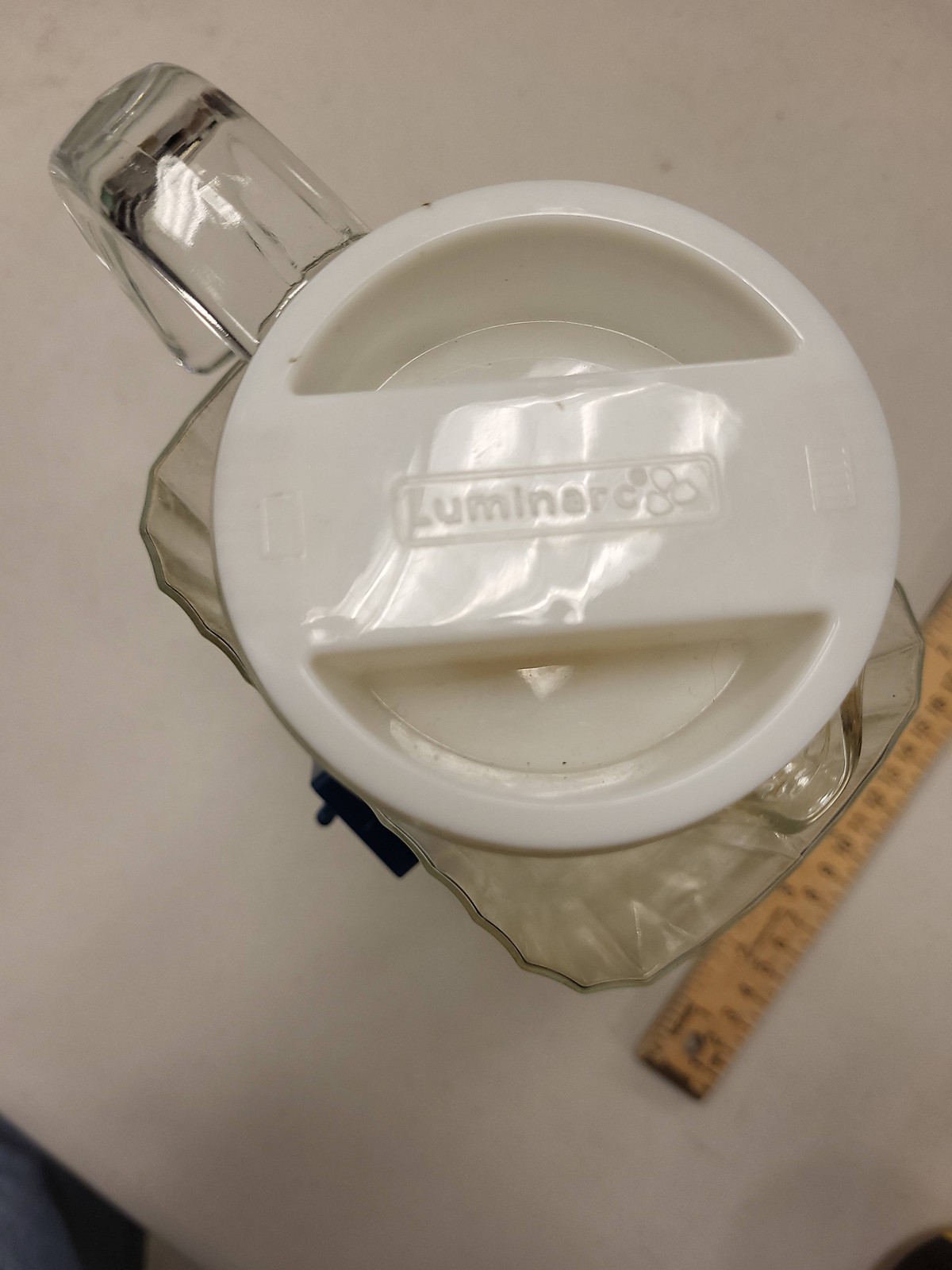 Luminarc Vintage Glass Pitcher Lid Ribbed Design Kitchen Drinkware Carafe Server