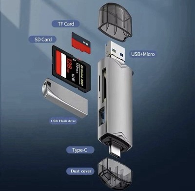 Kartenleser 6in1 USB 3.0 SD TF MicroSD USB-C OTG Adapter Smartphone PC Reader