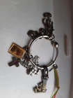 Sterling Silver key ring Bracelet vtg Charms disney nurse dog footprints bee