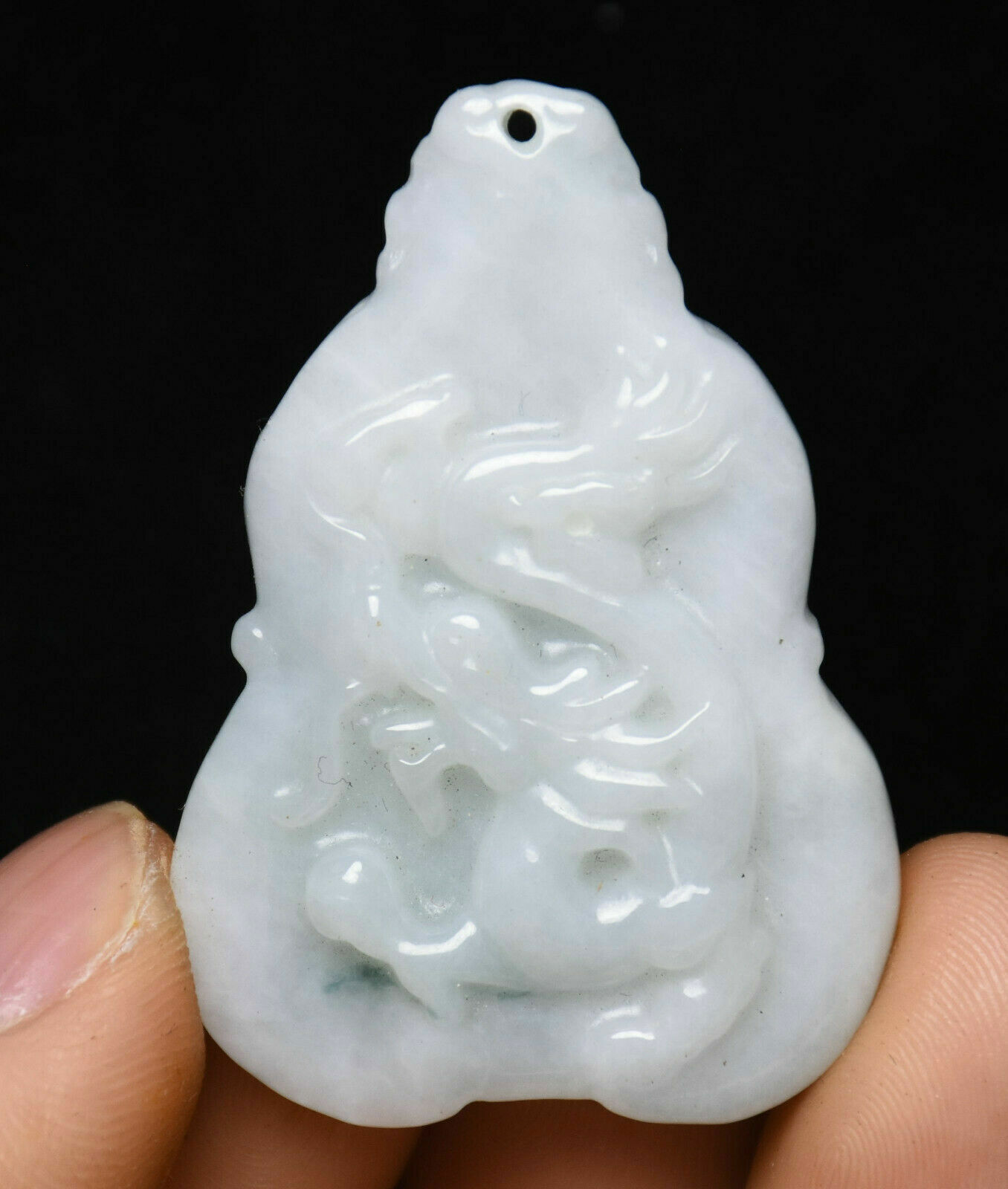 4.5CM Chinese Jadeite Feng Shui Dragon Loong Amulet Pendant