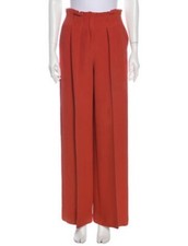 Vintage RTW Oscar De La Renta Orange Silk Wide Leg Pleated Pants