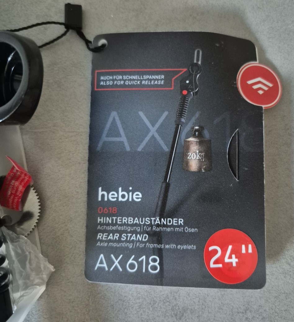 Fahrradseitenständer, HEBIE AX 618 bis 10mm ACHSE 20 Hinterbauständer