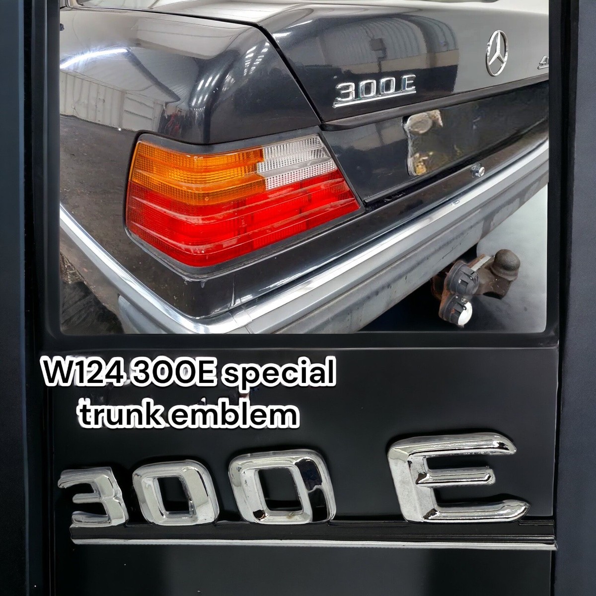 For Mercedes W124 300E Emblem Rear trunk Boot Badge Chrome ref