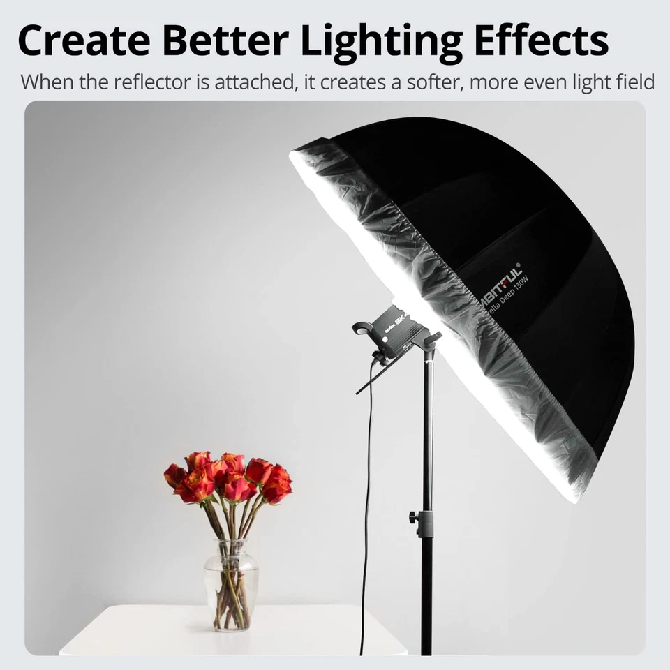 UB-160S 63 pulgadas 160 cm Parabólico Interior Plateado Reflejo Paraguas Estudio Luz Paraguas Foto 4 de 4