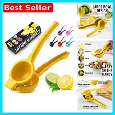 Klassische gelbe manuelle Zitruspresse - robustes Aluminium mit integriertem Sieb