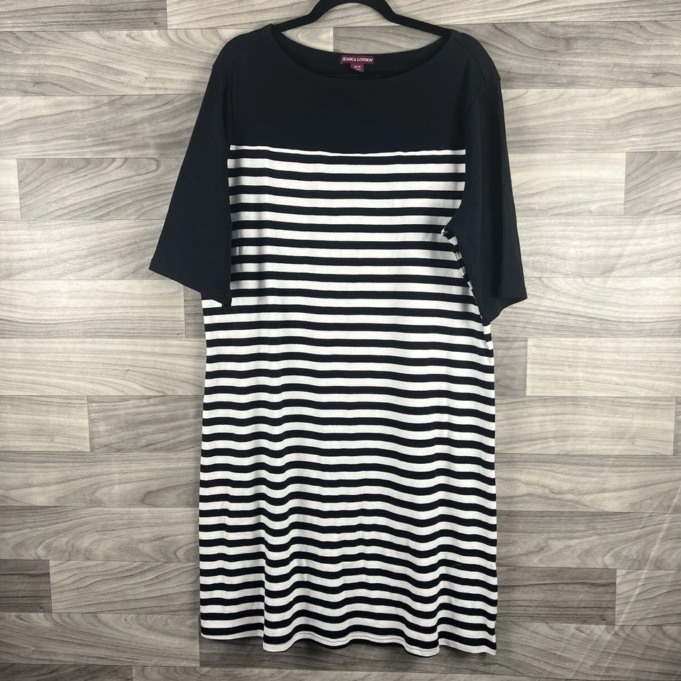 Платье-свитер женское Jessica London 18/20 черно-белое с коротким рукавом большого размера - Изображение 2 из 4