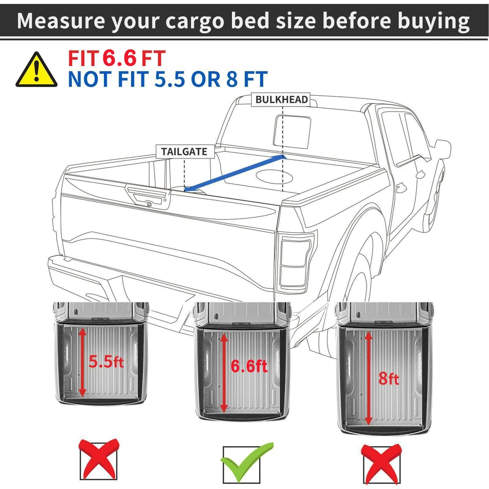 6.6FT 4-Fold Tonneau Cover For 2014-2019 Silverado Sierra 1500 2500HD 3500HD Foto 3 de 4