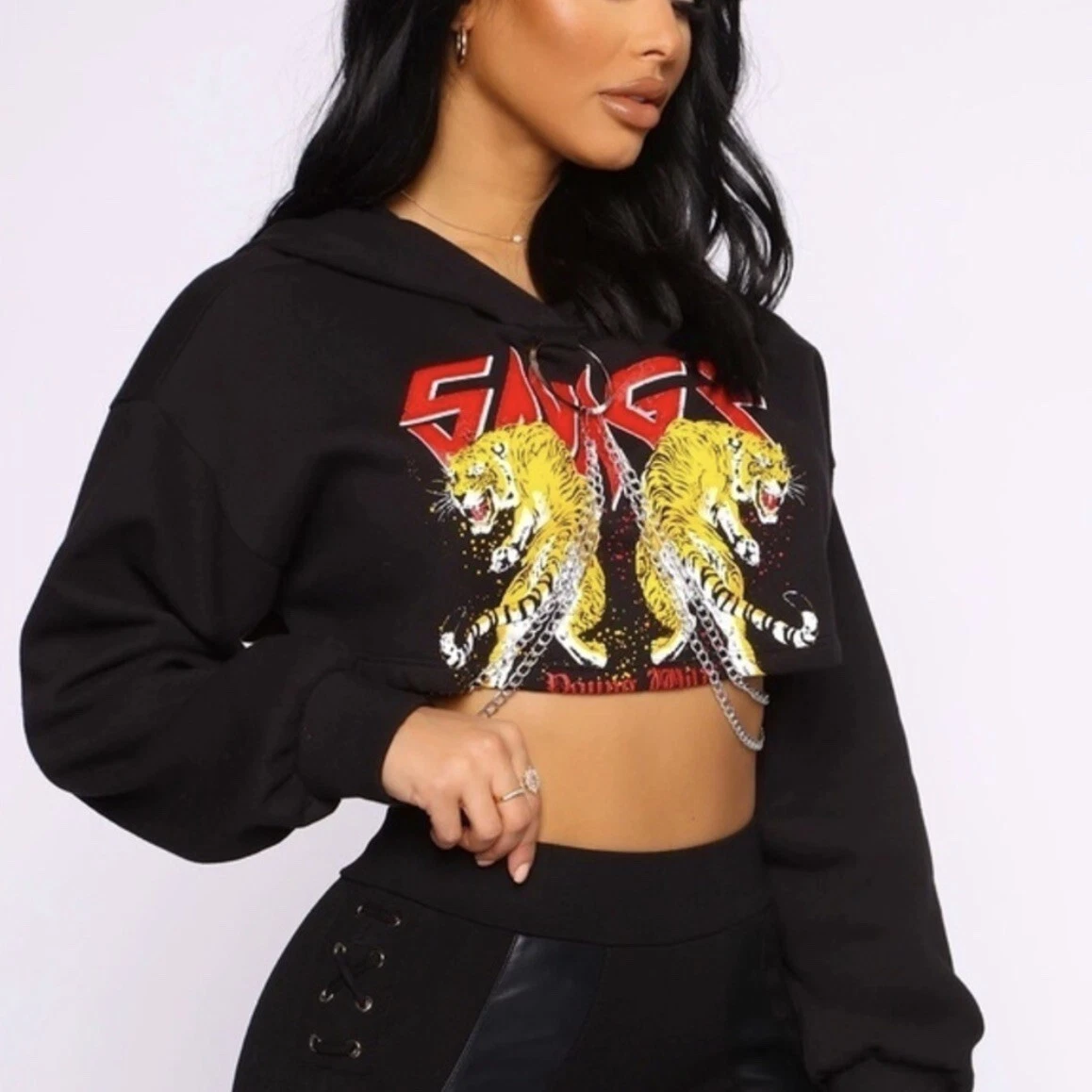 Cropped hoodie top fashion nova