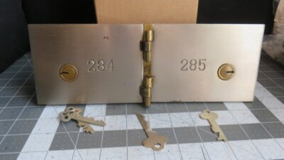 Antique L.L. Bates 1886 Safety Deposit Box Door 3 Op & 1 Guard Key #284 & #285