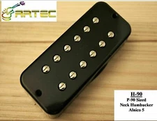 Artec H-90 P-90 Sized Humbucker Neck Pickup Alnico 5 Black