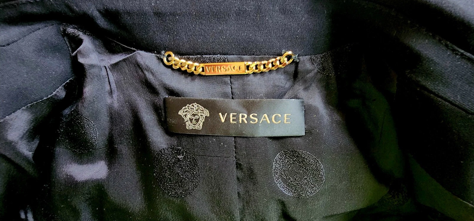 Blazer donna doppiopetto nero misto seta Versace taglia 42 US 8