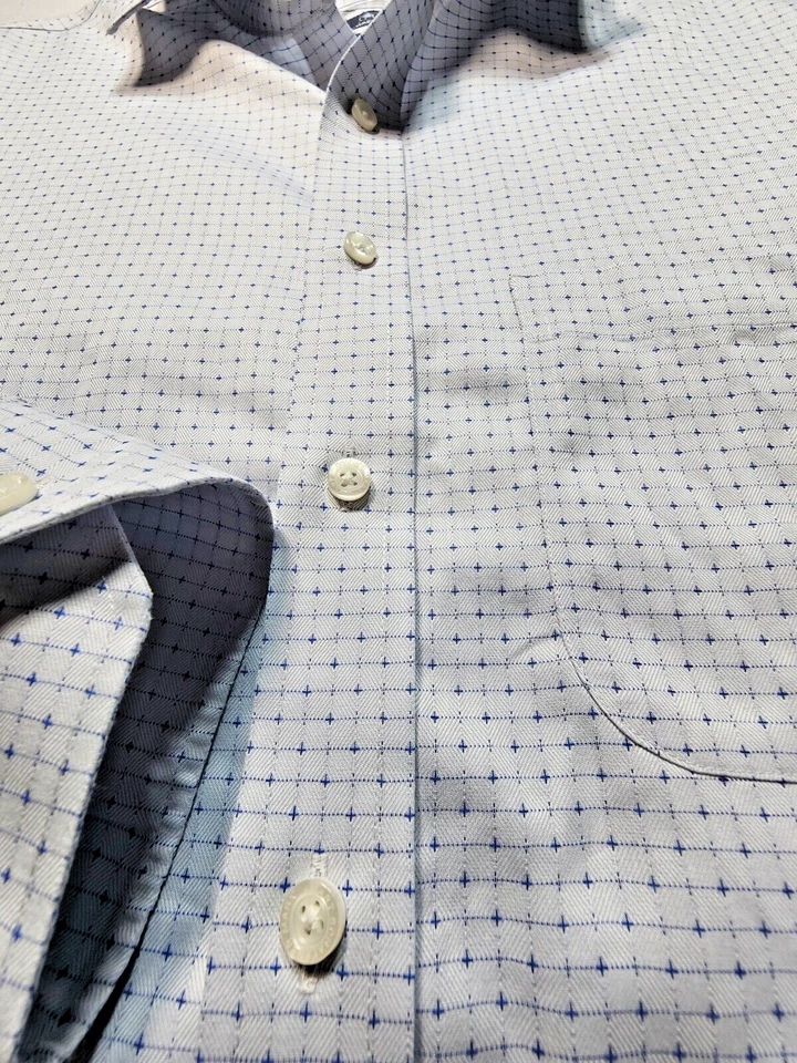 Hart Shaffner Marx Long Sleeve Dress Shirt Gray Spotted Mens Size 15.5 - 33 - Image 3 of 4