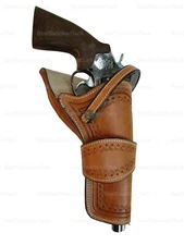 CROSS DRAW WESTERN HOLSTER SHELL TOOLED LEATHER LONG BARREL GUN HOLSTERS