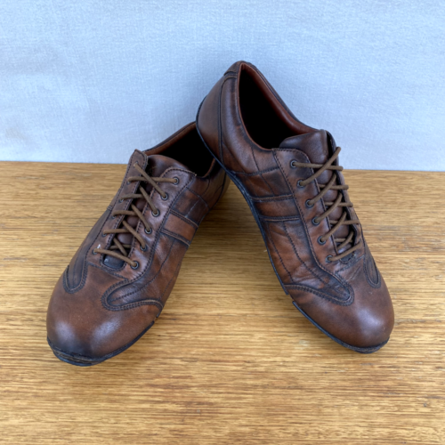 Mens Polo Ralph Lauren Leather Casual Lace Up Shoes Sneakers Flats Brown Size 9 - Afbeelding 1 van 8