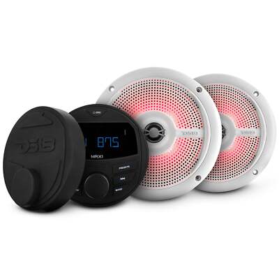 DS18 HYDRO MRX16SL/WH -MRX1 Marine Headunit and NXL-6SL/WH Marine Speakes- White