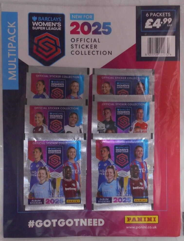 Panini Barclays Women's Super League WSL 2025 Official Stickers Multipack 6 pack
