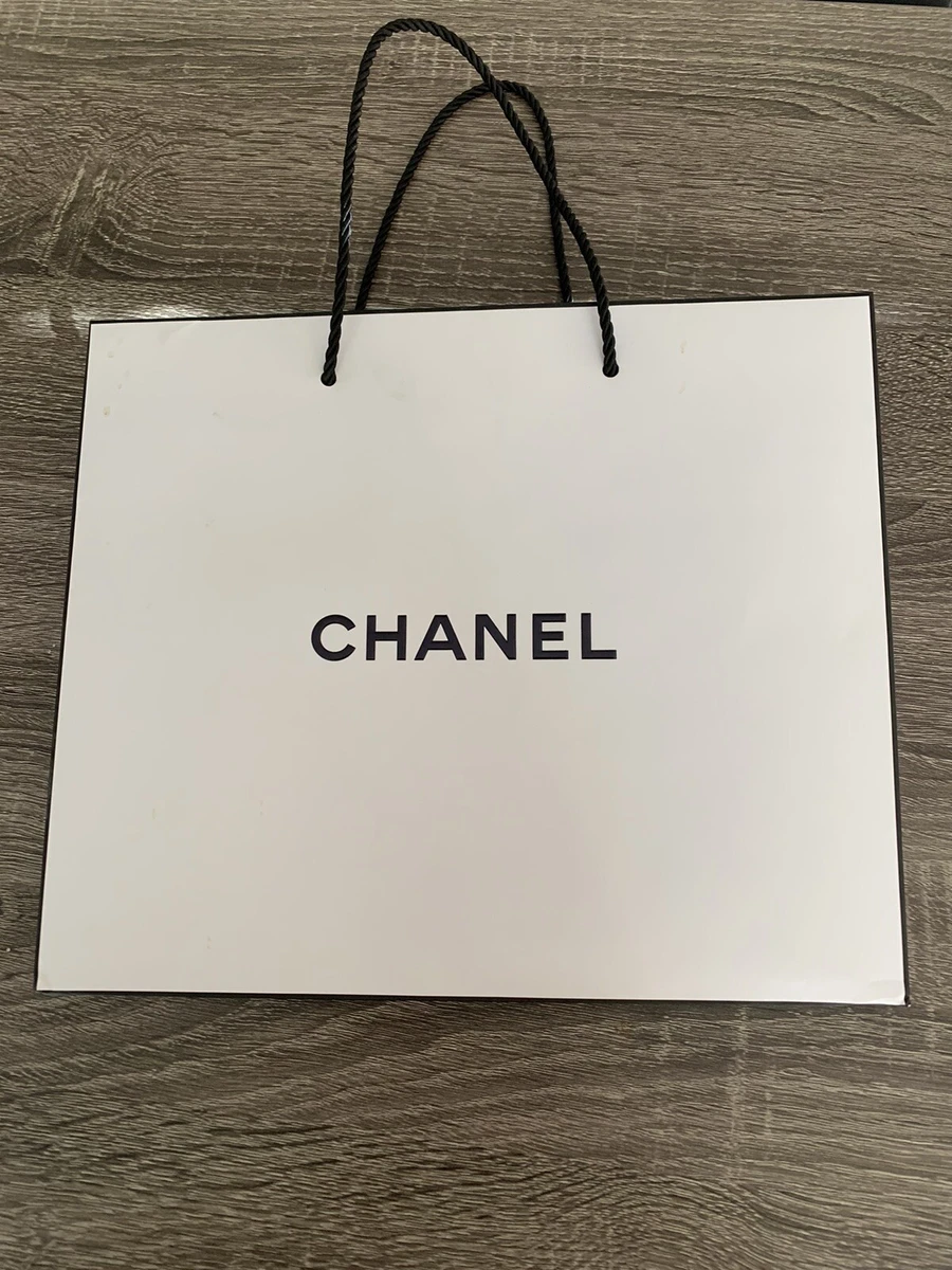 Chanel White and Black Shopping Decorative Paper Bag New Authentic 11.5x9.5