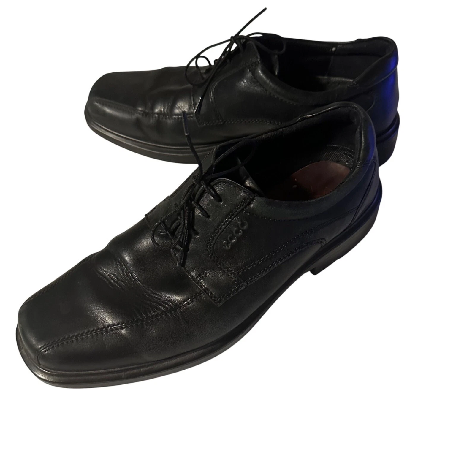 Mocassino uomo Ecco nero punta quadrata in pelle taglia 44 U.S. taglia 11