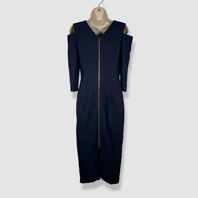 $1450 Roland Mouret Women's Blue Asymmetric Cold Shoulder Kiverton Dress  Size 6 | eBay