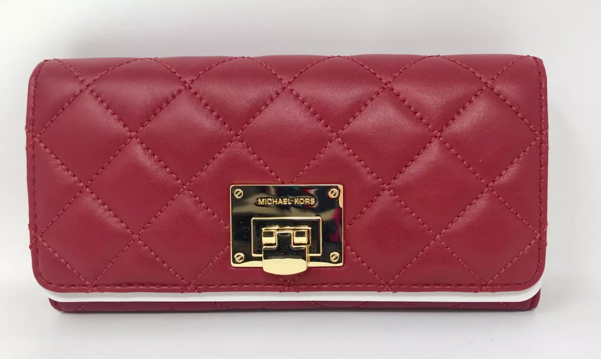 Michael Kors Astrid Leather Carryall Wallet Cherry Red 198 MSRP