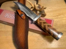 Rough Ryder Cross Hatch Fixed Blade 11 1/4" with Leather Sheath RR2112