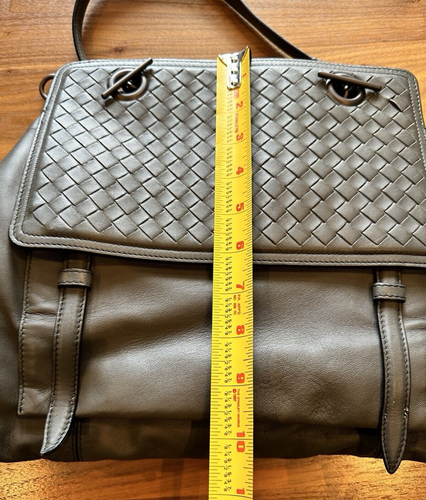 Vintage Bottega Veneta Intrecciato Gray Double Flap Chain Tote Shoulder Bag - 第 16/16 張圖片