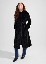 Hobbs Robin Extra Soft Faux Fur Coat In Black - Size L (14-18)