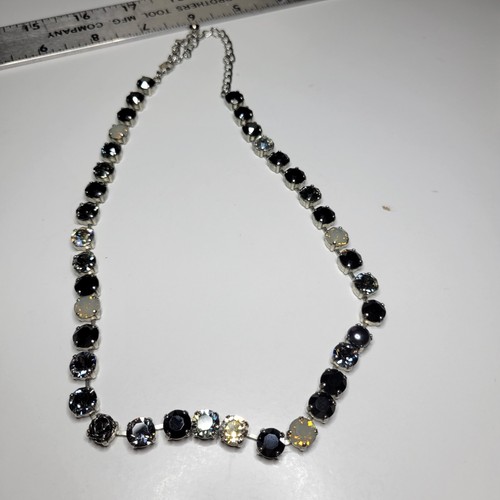 Collana Catena Coppa Opale Night Falls 8 mm Grigio Nero Cristalli Chiari - Foto 14 di 14