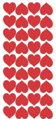 Red Heart Hearts Stickers Sticker 1'' DC20-032