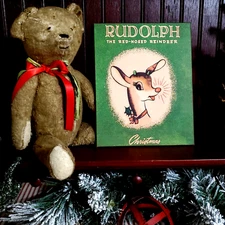 RARE HTF COPY RETRO MODERN VINTAGE ANTIQUE STYLE CHRISTMAS RUDOLPH REINDEER SIGN