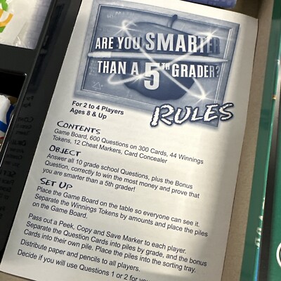 Are You Smarter Than A 5th Grader? Board Game Ages 8+ Family 2-4 Players