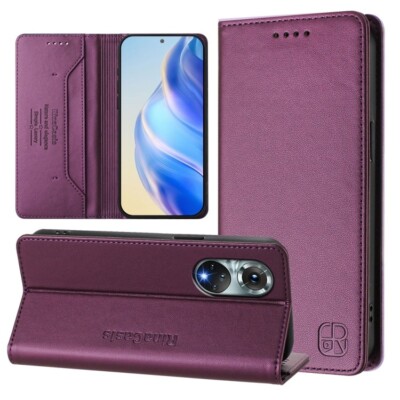 For Huawei Nova 9 RC01 Dual-Folded Magnetic Suction RFID Leather Phone Case