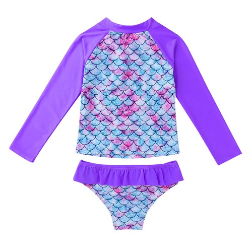Girl Bikinis Swimsuits Fish Scales Printed Rash Guard Tops+Bottoms Bathing Suits - Picture 34 of 46