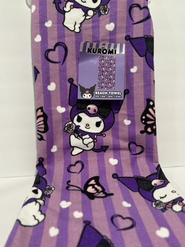 Sanrio Kuromi Super Soft Lightweight Beach Bath Towel, Purple - Picture 3 of 5