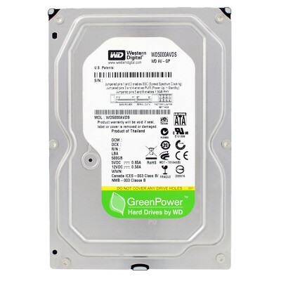 Festplatte Western Digital 500GB WD5000AVDS 5400U/min 32MB Sata III 3,5''