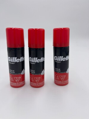 3 Pack Gillette Foamy Regular Shaving Cream 2 oz Each. New
