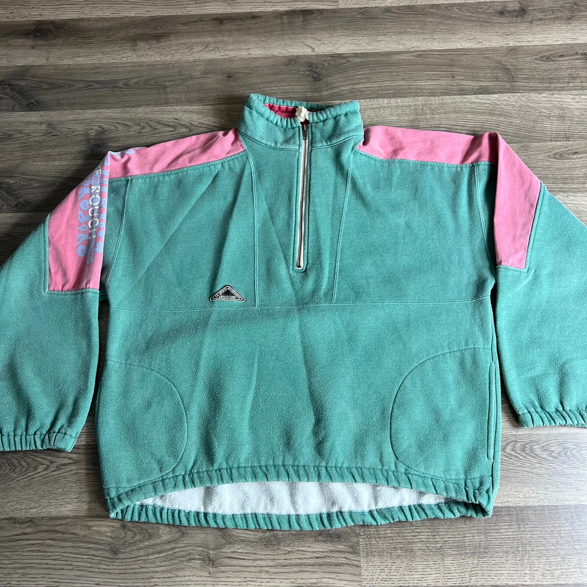 CB Adventure Sports 1980s Half Zip Mock Neck Sweatshirt Pastel