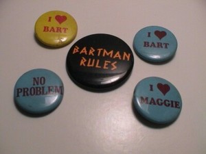 LOT /5 I LOVE BART BARTMAN THE SIMPSONS ANIMATED TELEVISION CARTOON PIN PINBACKS