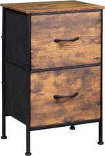 2 Cajones Noche Mesita con Tela Contenedores y Madera tapa Muebles de cabecera